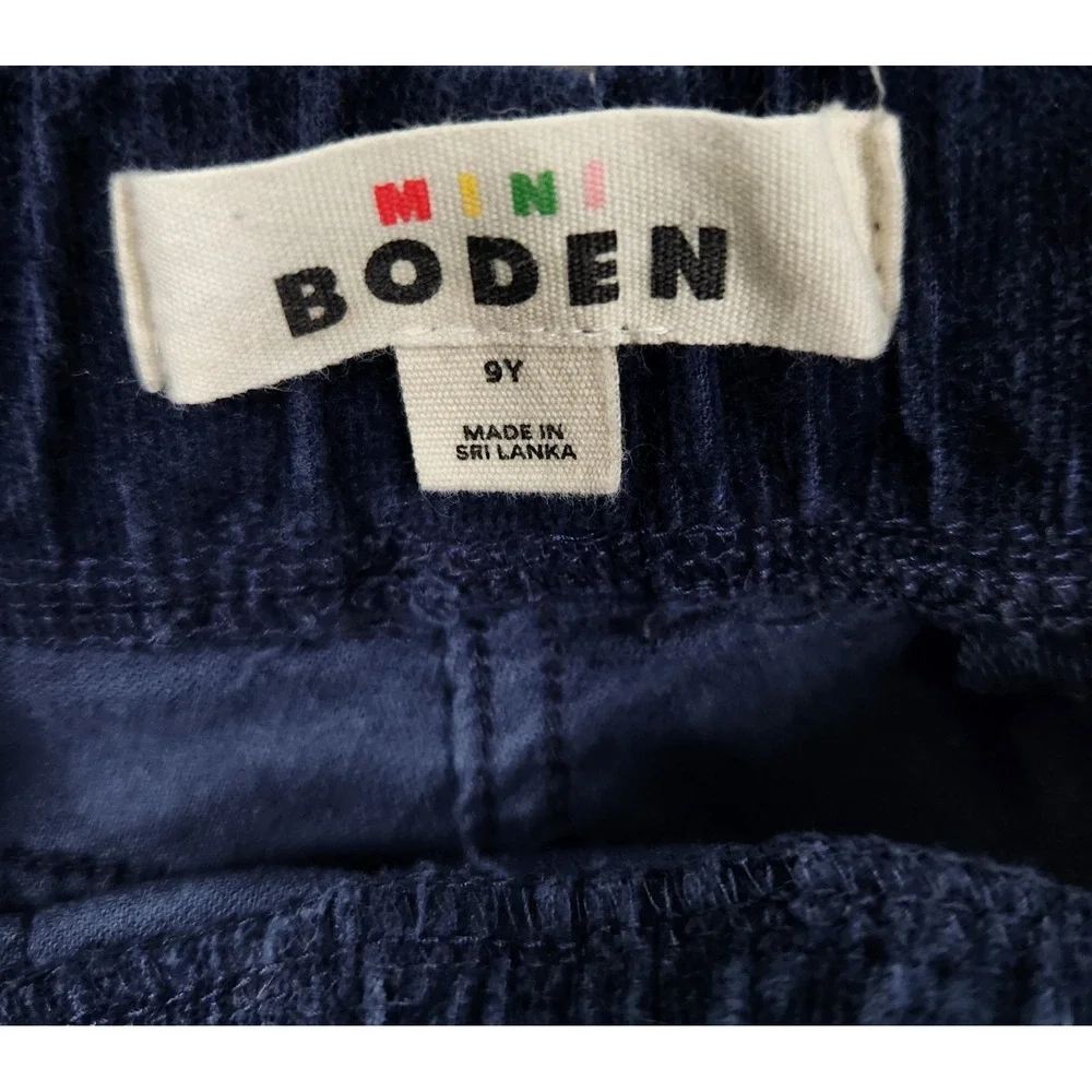 Mini Boden Kids Navy‎ Blue Corduroy Pull On Pants Size 9Y